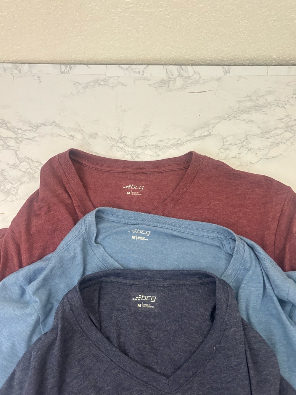BCG Shirt Mens Size M Short Sleeve V Neck Tee Lot Of 3 Pullover Red Blue - Picture 8 of 8